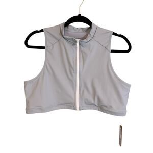 NWT Skims Sport Swim Mock Neck Top Sleeveless Cropped Chrome Womens Size 2X